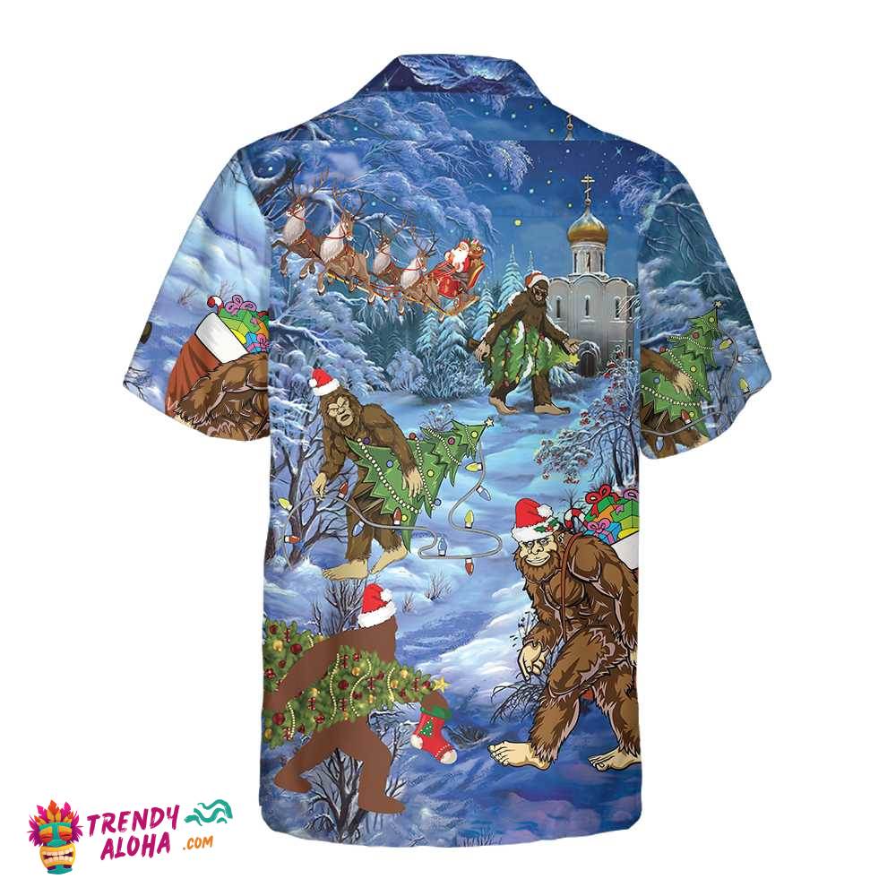 Christmas Holiday Bigfoot Hawaiian Shirt, Sasquatch Christmas Vacation Shirt, Best Gift For Christmas