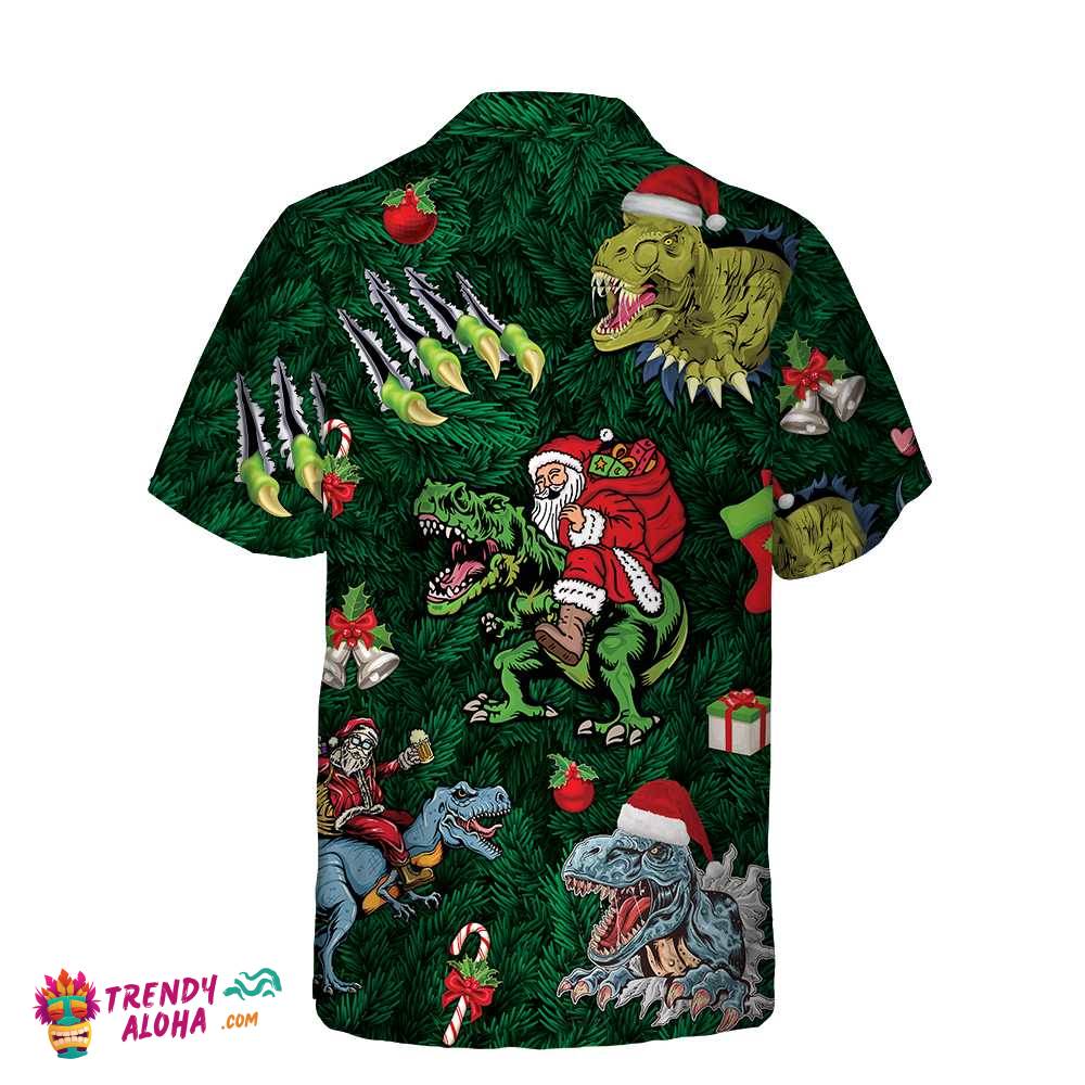 Christmas Holiday With T-Rex Hawaiian Shirt, Funny Dinosaur Christmas Shirt, Best Xmas Gift Idea