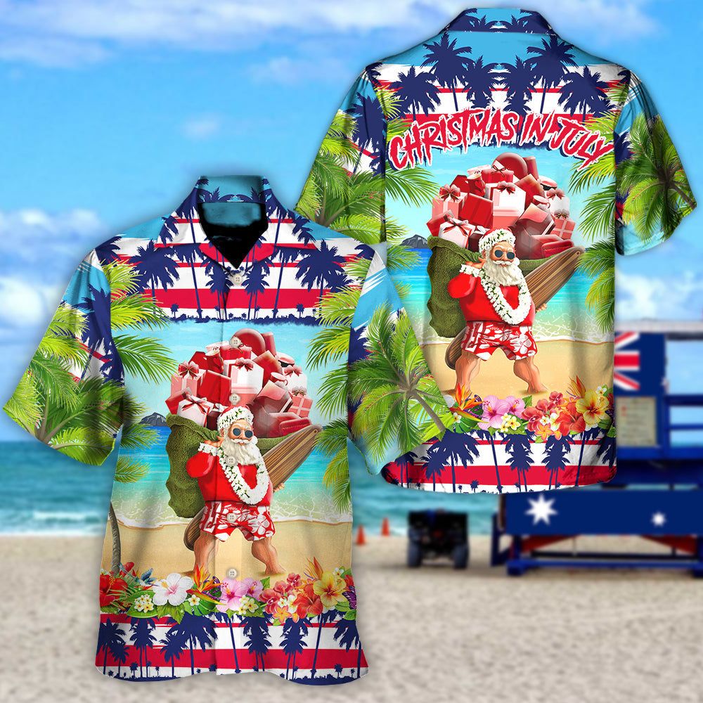 Christmas In July Santa Claus Spent Down At The Beach Hawaiian Shirt