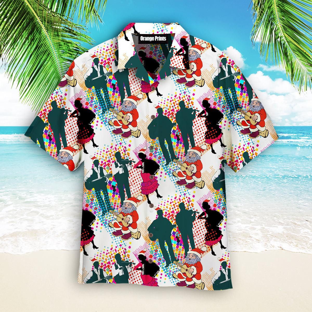 Christmas In July Santa With Musicians Trendy Hawaiian Shirt