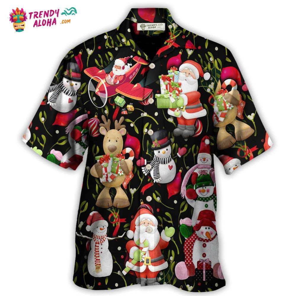 Christmas Joyful Santa Snowman Merry Xmas Hawaiian Shirt – Trendy Aloha