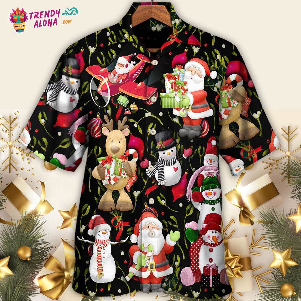 Christmas Joyful Santa Snowman Merry Xmas Hawaiian Shirt – Trendy Aloha