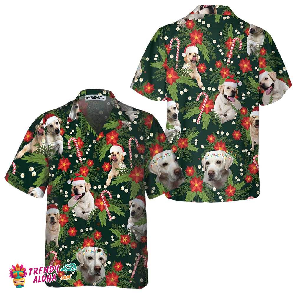 Christmas Labrador Retriever With Poinsettia Flower Hawaiian Shirt, Funny Labrador Shirt For Men & Women Christmas Labrador Retriever With Poinsettia Flower Hawaiian Shirt, Funny Labrador Shirt For Men & Women