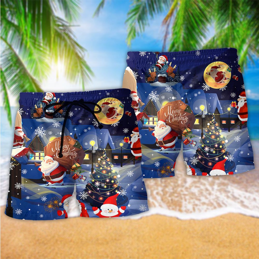 Christmas Love Santa And Gifts Trendy Aloha Hawaiian Beach Shorts