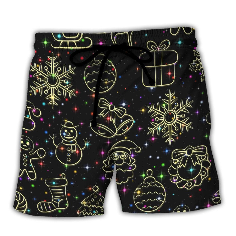 Christmas Neon Light Stary Amazing Night Trendy Aloha Hawaiian Beach Shorts