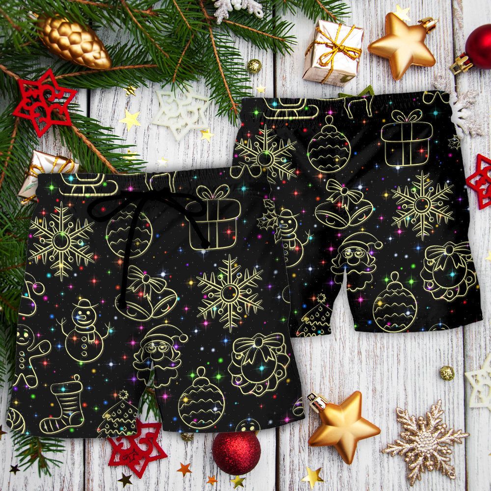 Christmas Neon Light Stary Amazing Night Trendy Aloha Hawaiian Beach Shorts