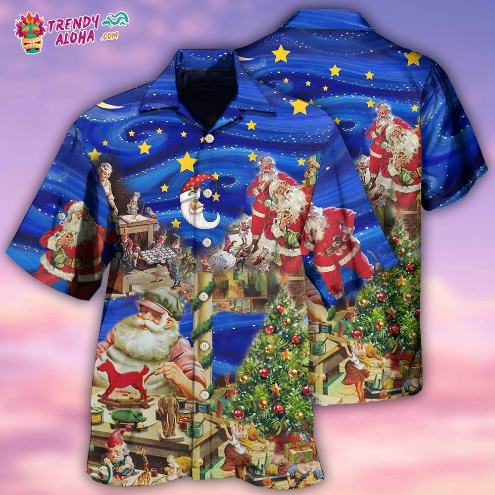 Christmas Night Santa’S Toy Workshop Hawaiian Shirt – Trendy Aloha