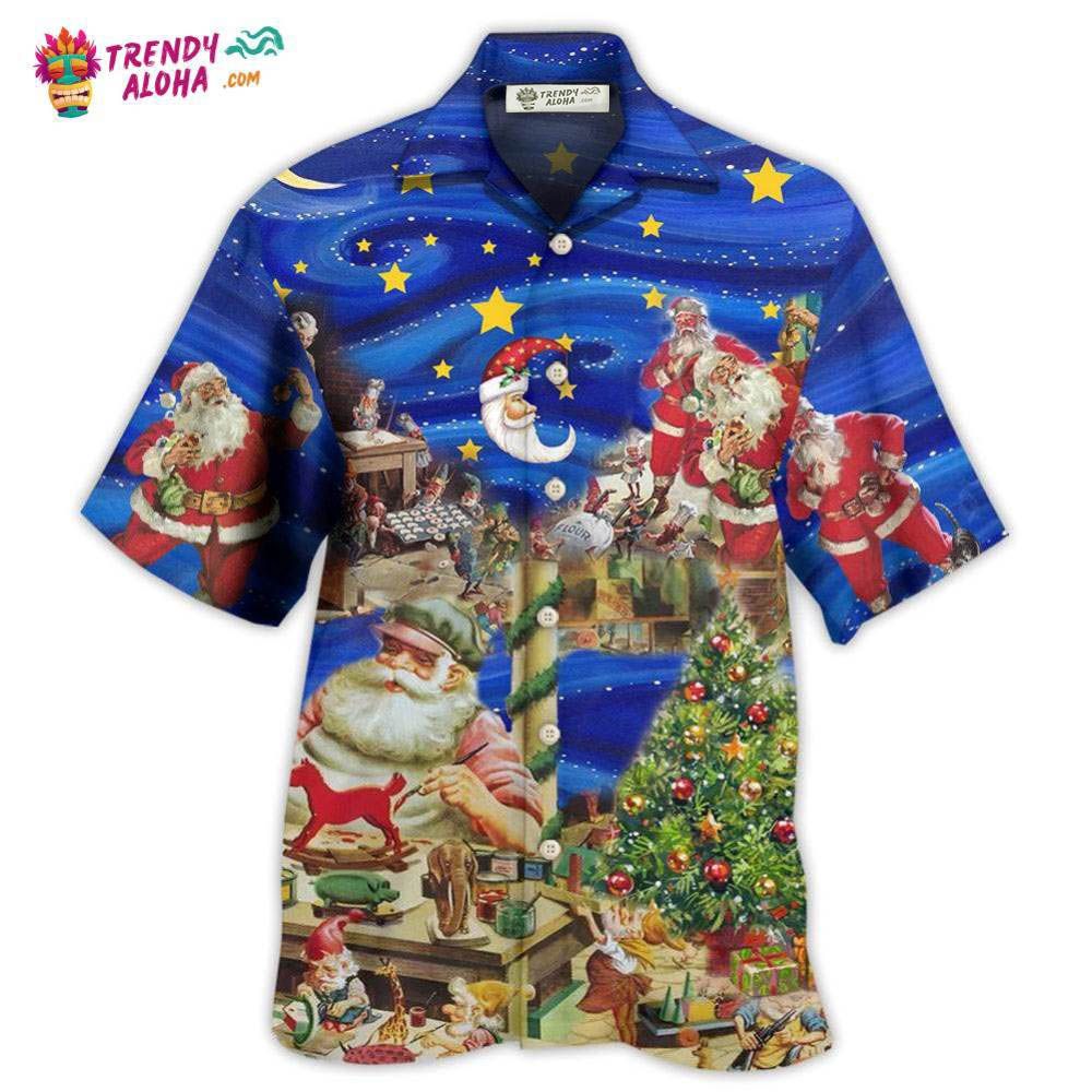 Christmas Night Santa’S Toy Workshop Hawaiian Shirt – Trendy Aloha