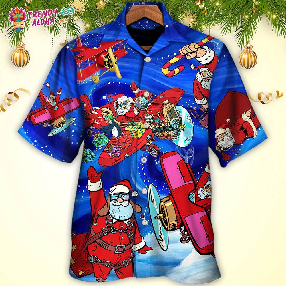 Christmas No Reindeer Any More Santa Loves Airplane Magic Night Hawaiian Shirt – Trendy Aloha