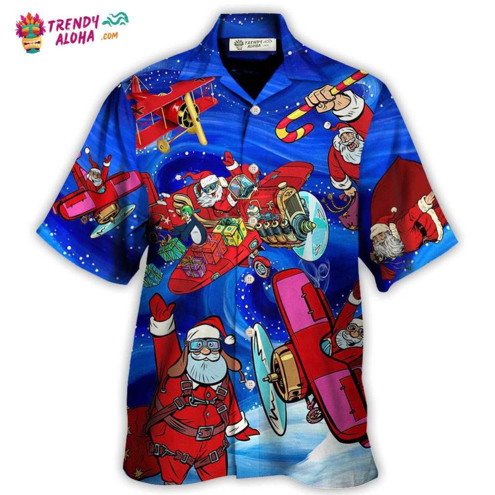 Christmas No Reindeer Any More Santa Loves Airplane Magic Night Hawaiian Shirt – Trendy Aloha