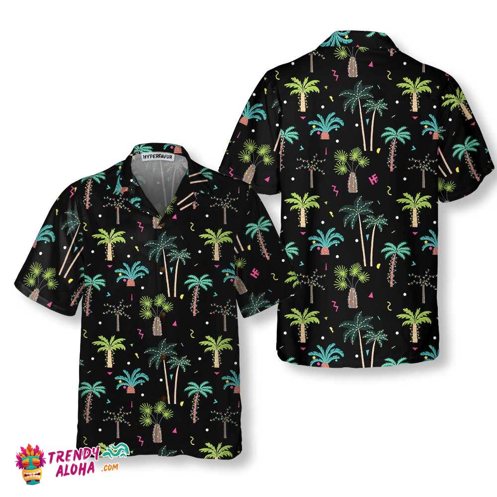 Pastel Palm Tree Hawaiian Print Men's Golf Shirts