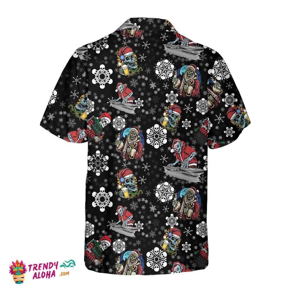Christmas Party Night With Skeletons Hawaiian Shirt, Santa Skeleton Shirt, Best Gift For Christmas