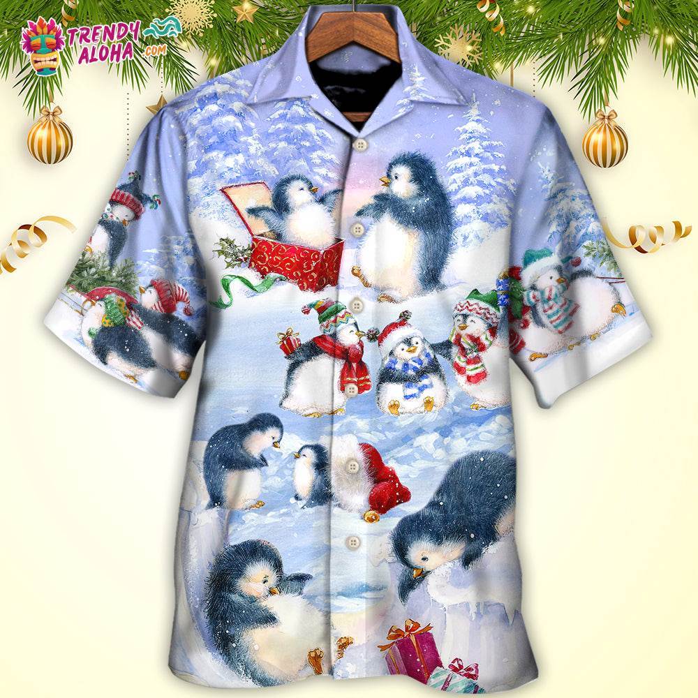 Christmas Penguin Family In Love Christmas Art Style Hawaiian Shirt – Trendy Aloha