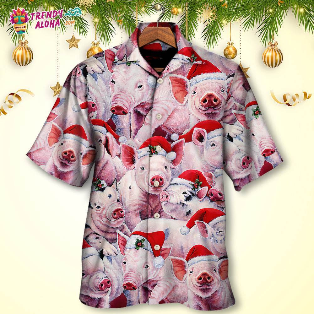 Christmas Piggies Funny Xmas Is Coming Art Style Hawaiian Shirt – Trendy Aloha