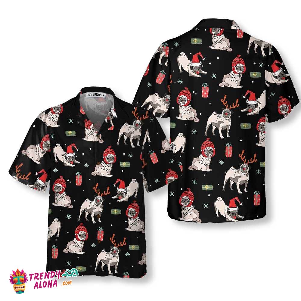 Christmas Pug Dog Hawaiian Shirt, Christmas Pug Shirt For Men & Women, Best Christmas Gift Idea