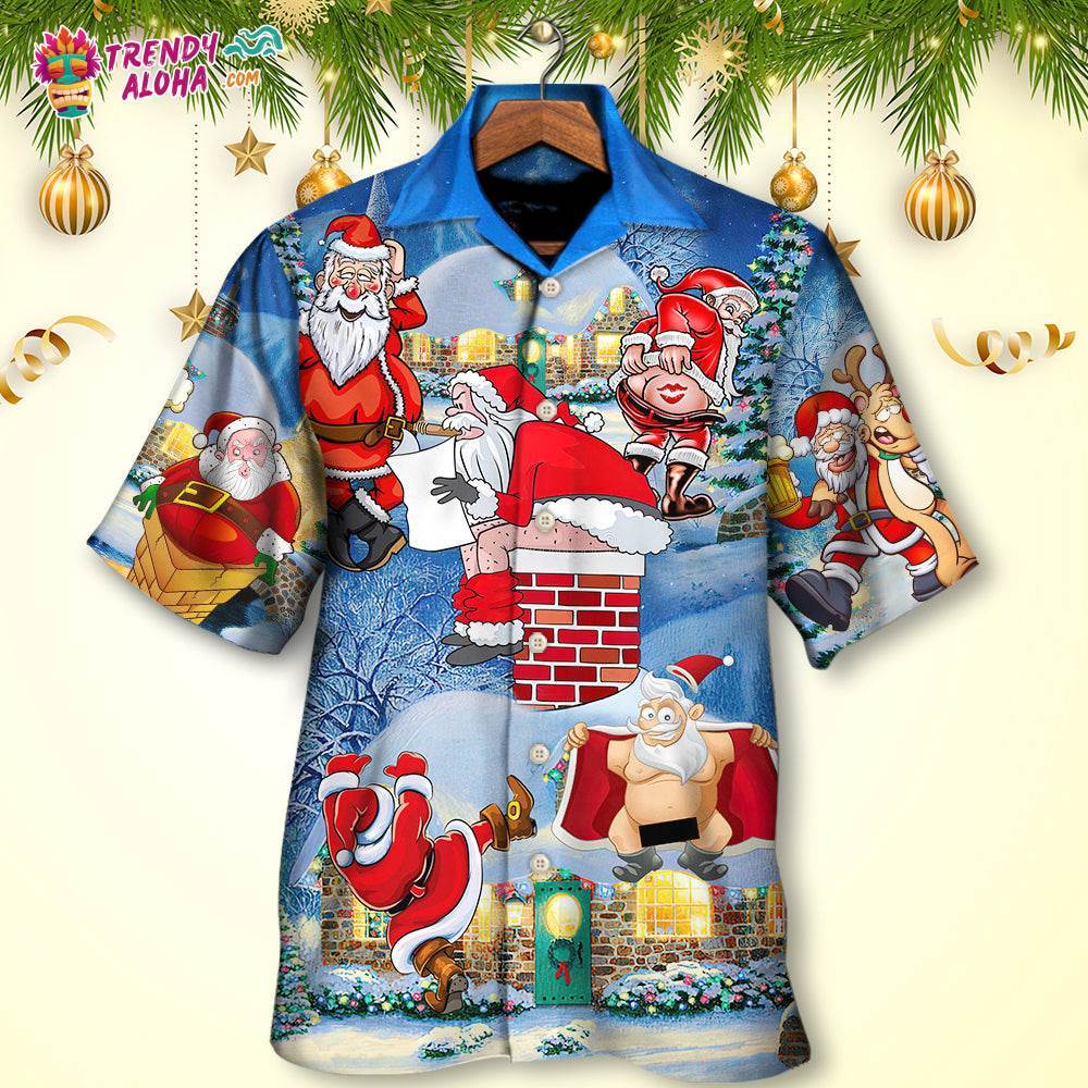 Christmas Rebellious Santa Claus Drunk Beer Troll Xmas Funny Hawaiian Shirt – Trendy Aloha