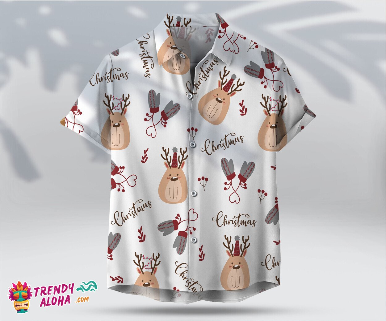 Christmas Reindeer Cute Unisex Hawaiian Festive Holiday Tee
