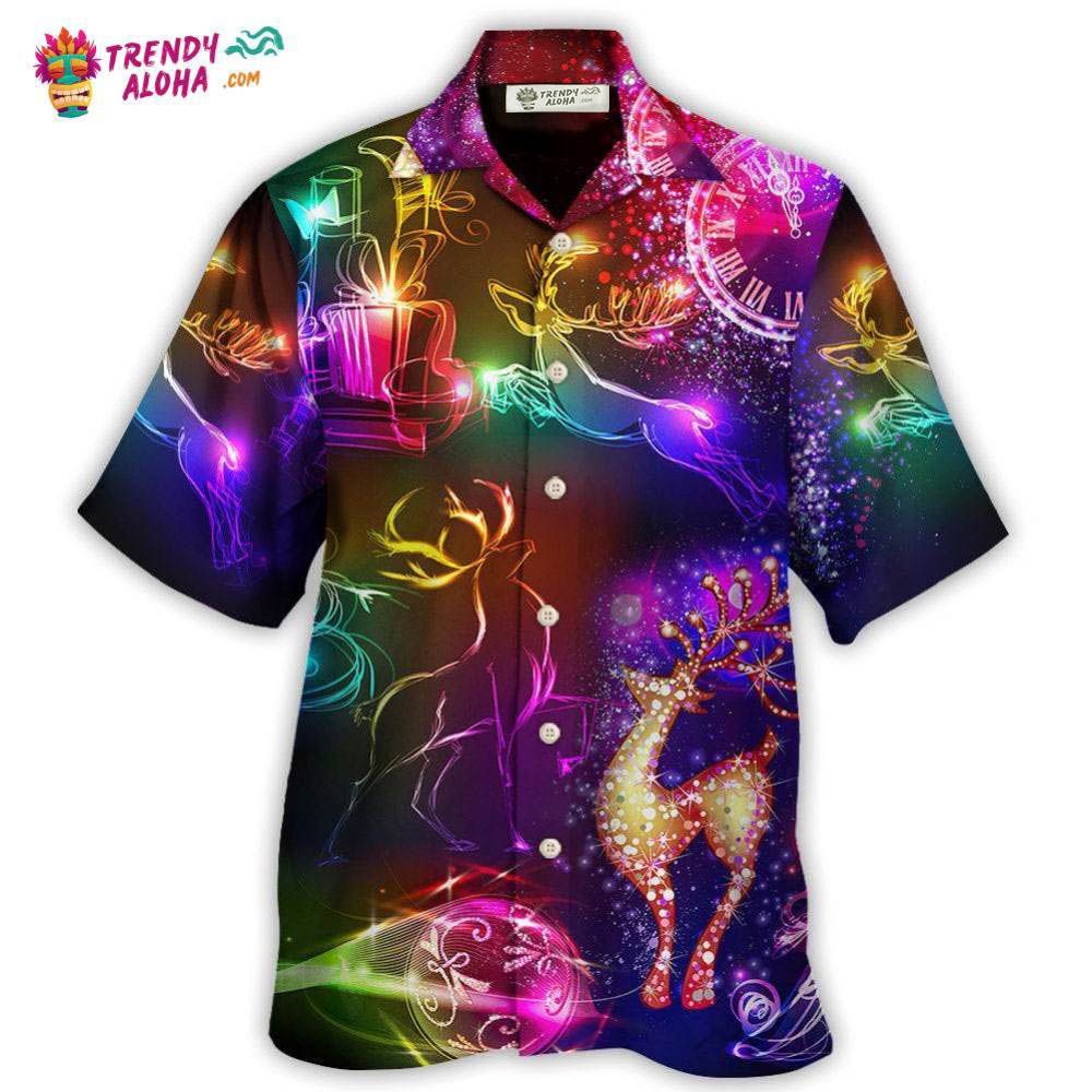 Christmas Reindeer Neon Light Bright Hawaiian Shirt – Trendy Aloha Christmas Reindeer Neon Light Bright Hawaiian Shirt – Trendy Aloha