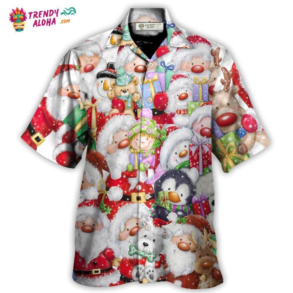Christmas Santa And Friends Happy Together Hawaiian Shirt – Trendy Aloha