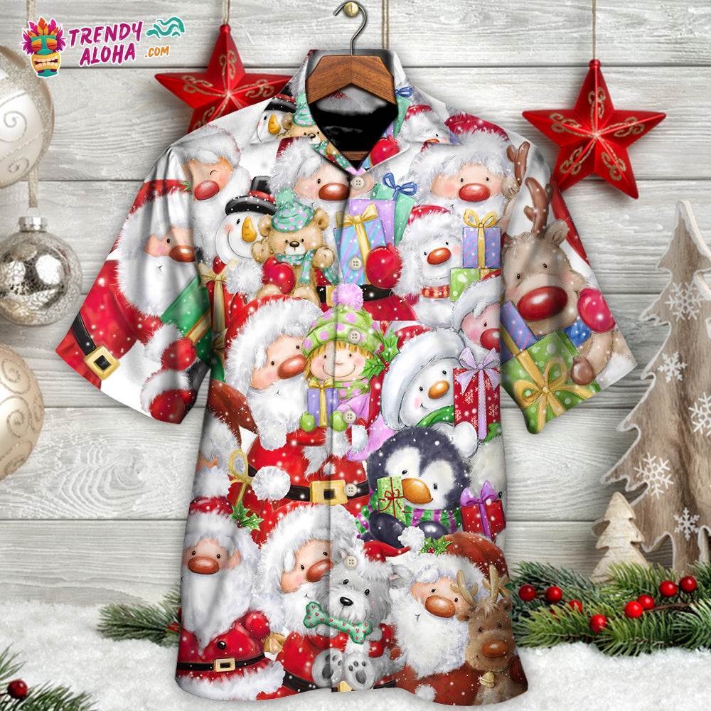 Christmas Santa And Friends Happy Together Hawaiian Shirt – Trendy Aloha