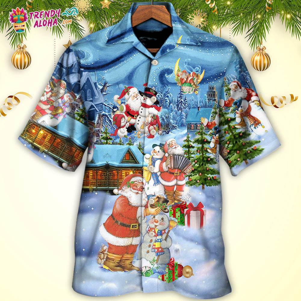 Christmas Santa And Snowman Best Friends Hawaiian Shirt – Trendy Aloha