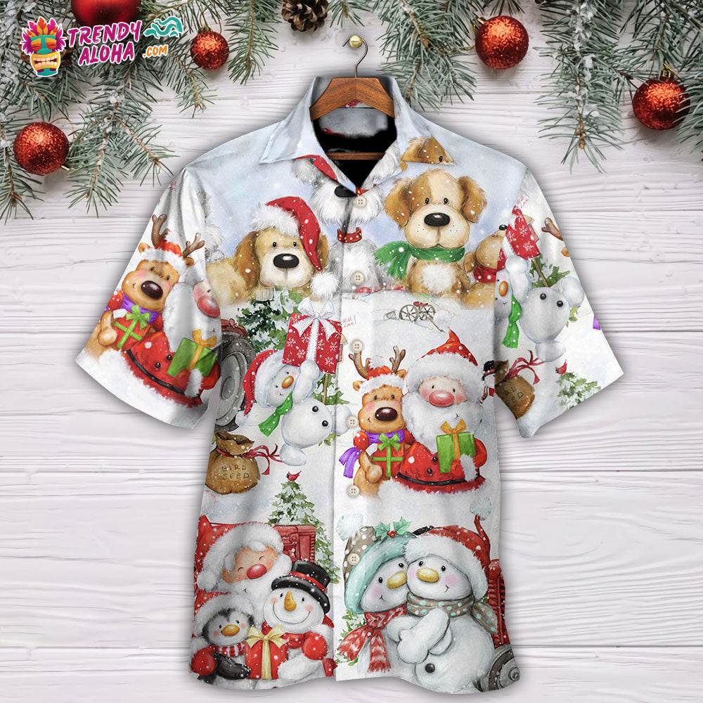 Christmas Santa And Snowman Christmas Happy Together Hawaiian Shirt – Trendy Aloha