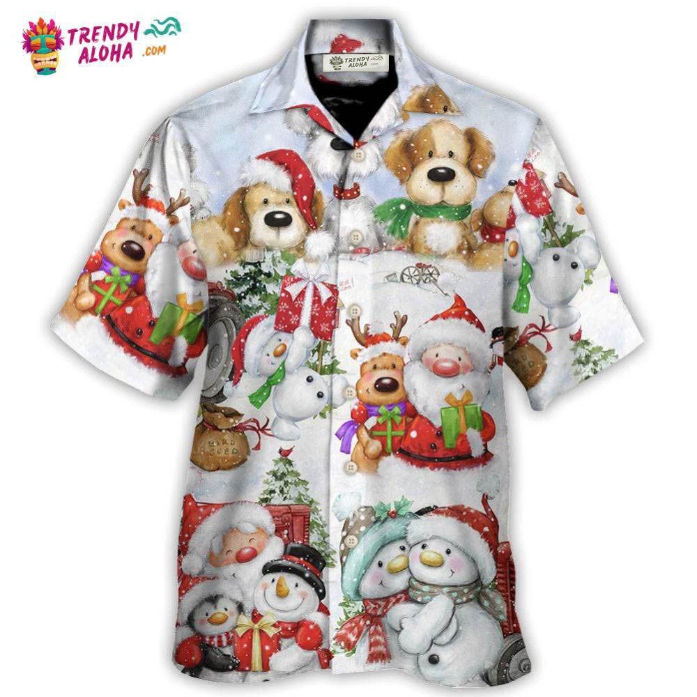 Christmas Santa And Snowman Christmas Happy Together Hawaiian Shirt – Trendy Aloha