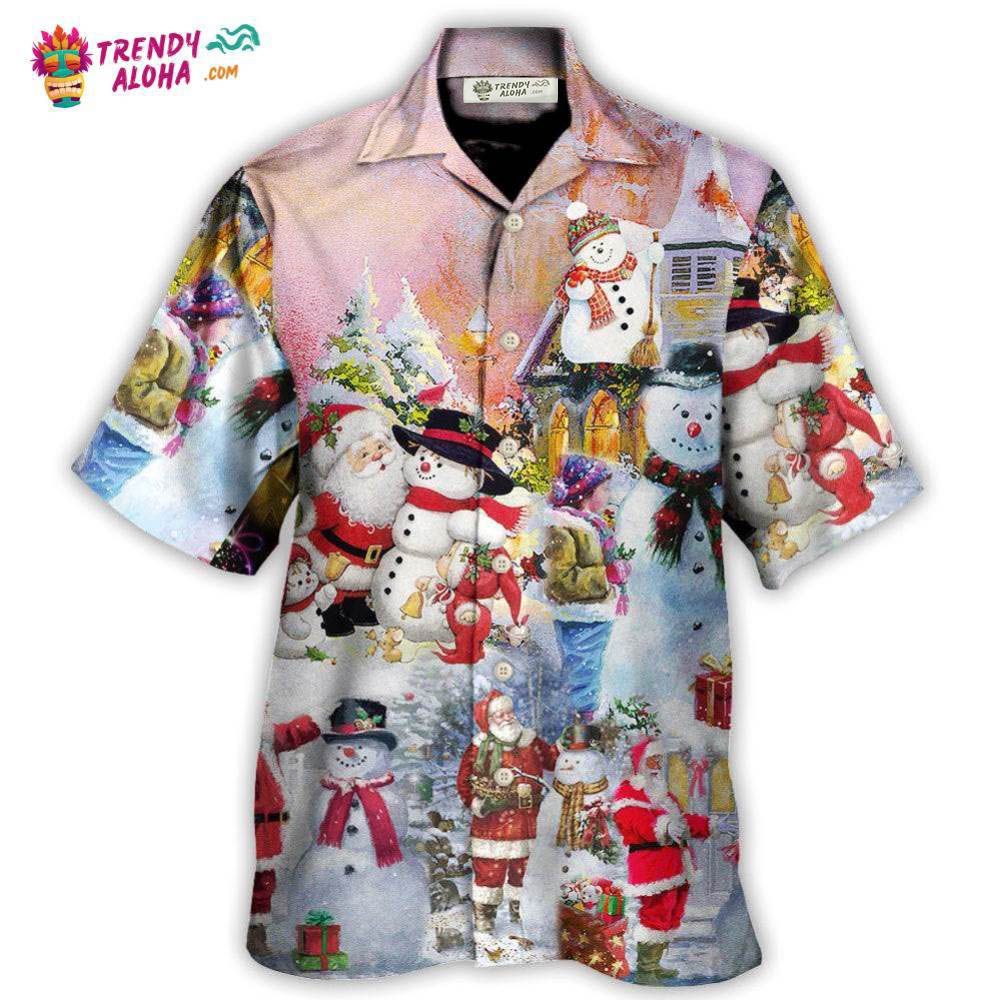 Christmas Santa And Snowman Christmas Snow Village Hawaiian Shirt – Trendy Aloha
