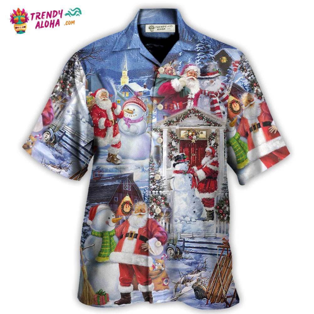 Christmas Santa And Snowman Happy Holiday Christmas Hawaiian Shirt – Trendy Aloha