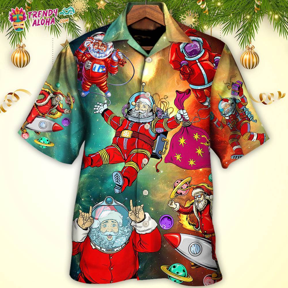 Christmas Santa Claus Astronaut Story In The Galaxy Hawaiian Shirt – Trendy Aloha