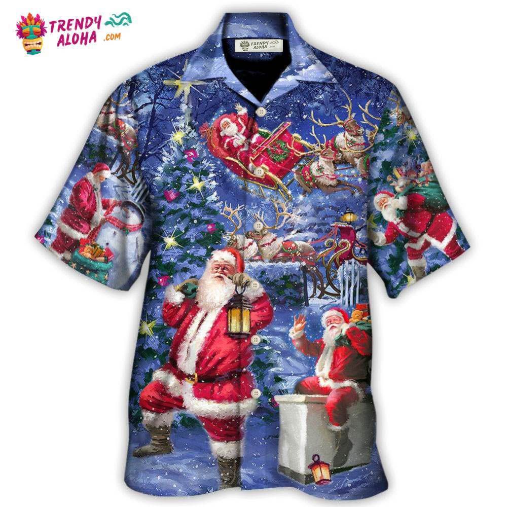 Christmas Santa Claus Chilling Happy Xmas Light Art Style Hawaiian Shirt – Trendy Aloha