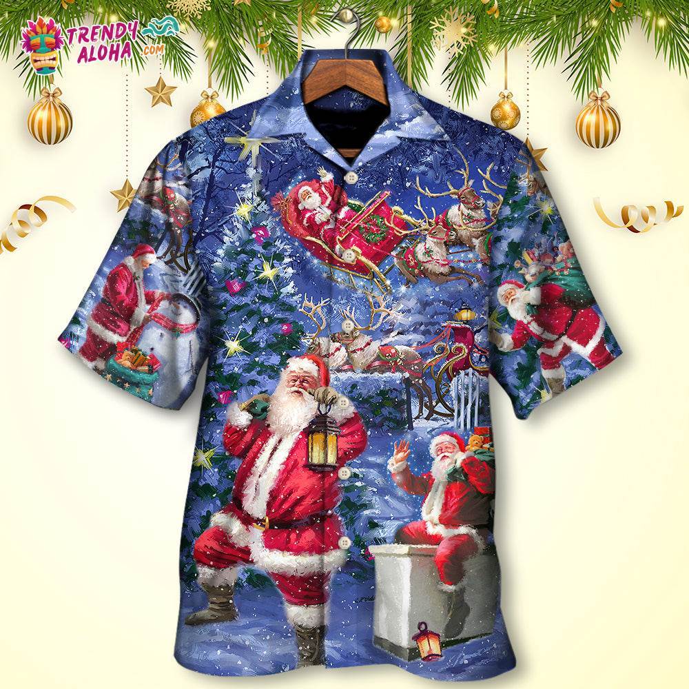 Christmas Santa Claus Chilling Happy Xmas Light Art Style Hawaiian Shirt – Trendy Aloha