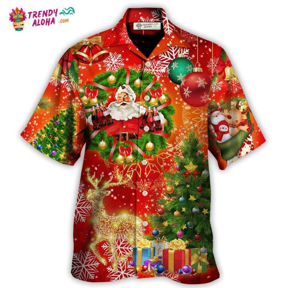 Christmas Santa Claus Drinking Christmas Tree Red Light Hawaiian Shirt – Trendy Aloha