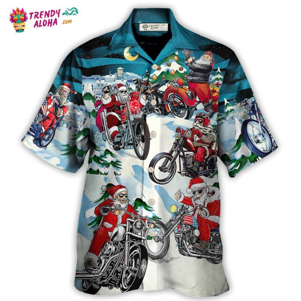 Christmas Santa Claus Driving Motorcycle Hawaiian Shirt – Trendy Aloha