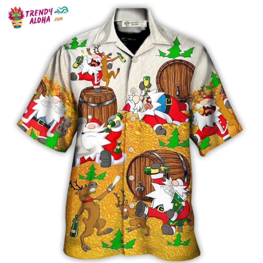 Christmas Santa Claus Drunk Beer Funny Happy Xmas Hawaiian Shirt – Trendy Aloha