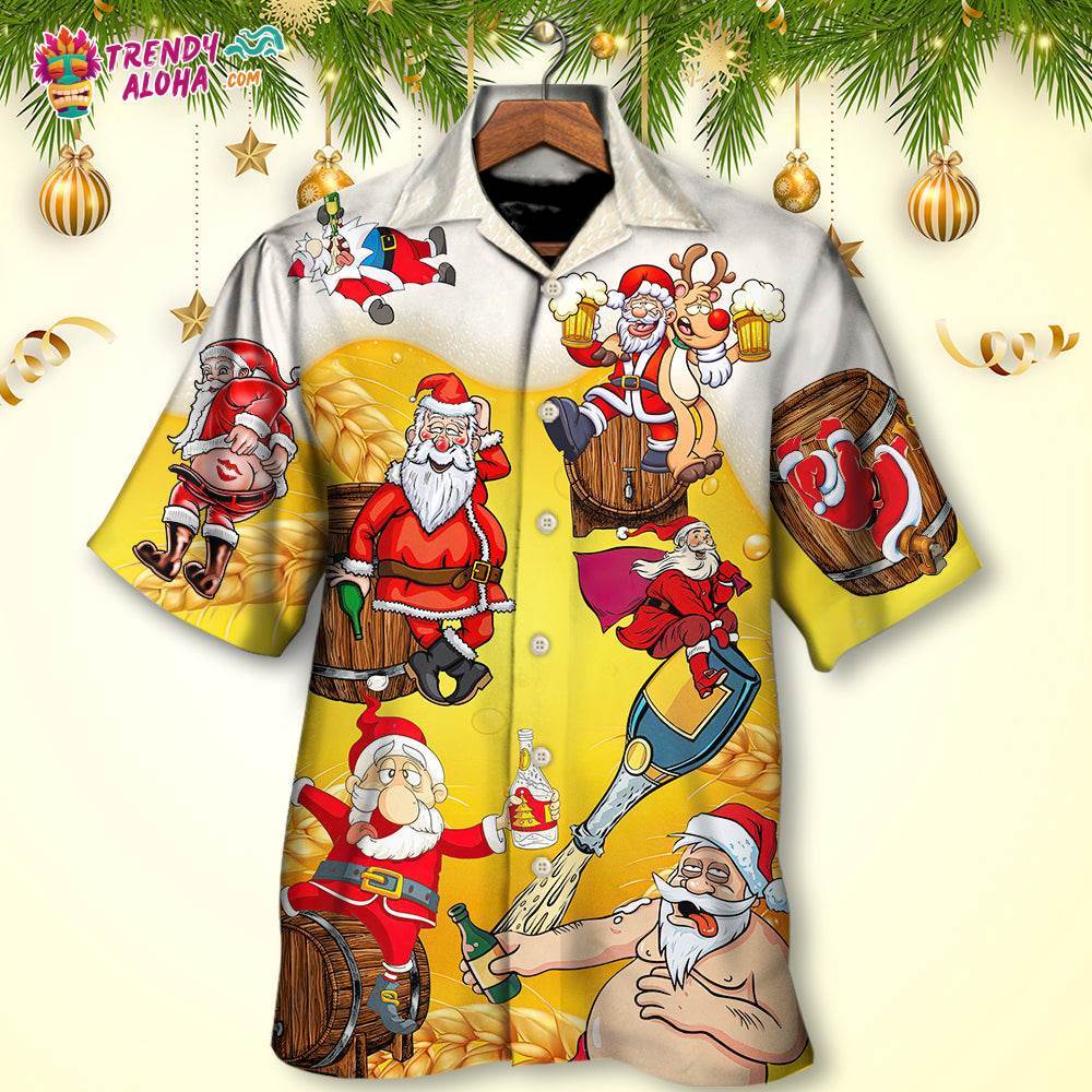 Christmas Santa Claus Drunk Beer Funny Troll Xmas Hawaiian Shirt – Trendy Aloha