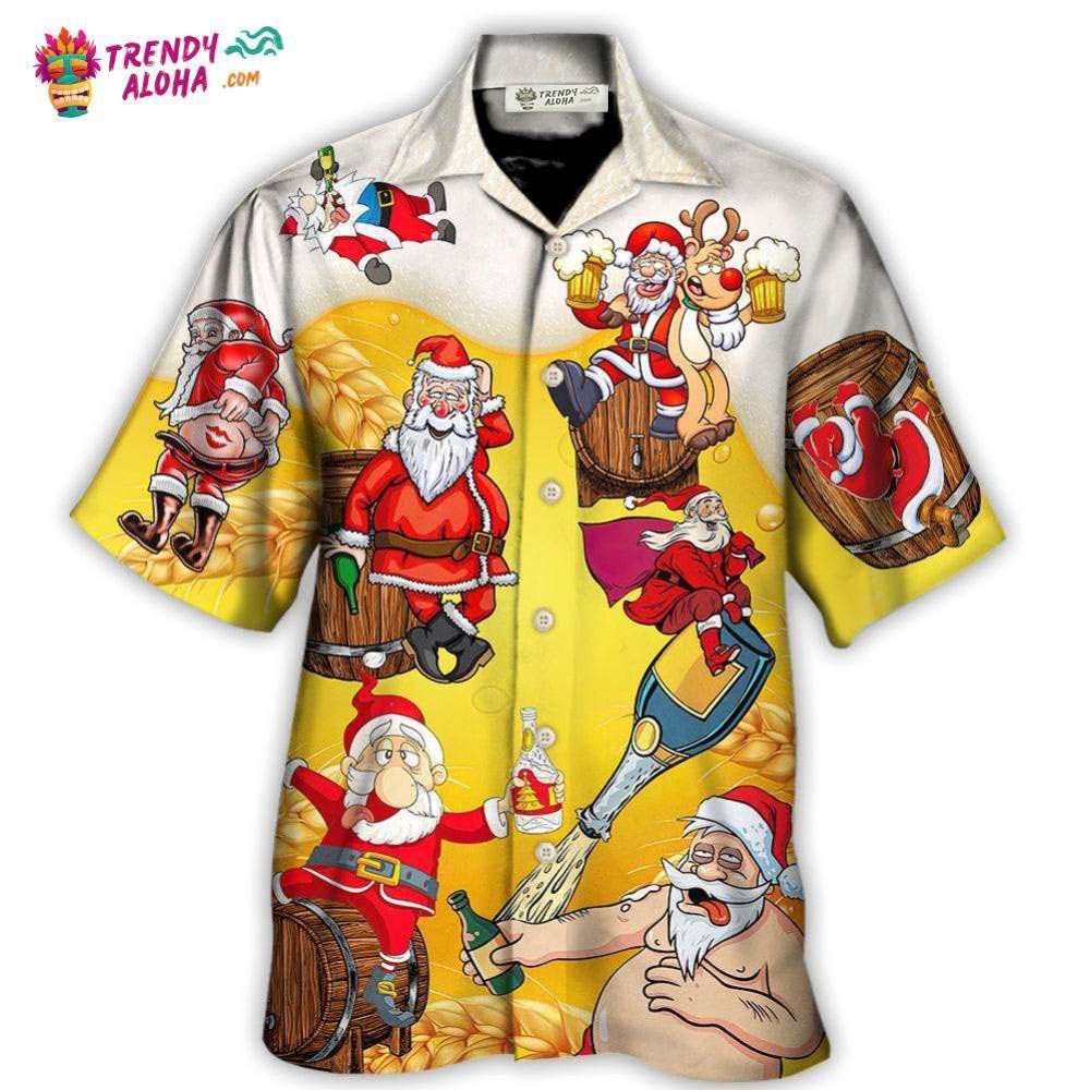 Christmas Santa Claus Drunk Beer Funny Troll Xmas Hawaiian Shirt – Trendy Aloha