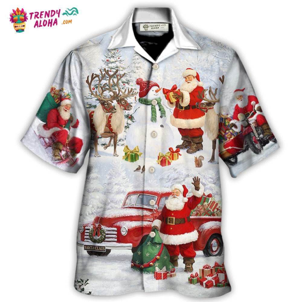 Christmas Santa Claus Gift For Xmas Snow Painting Style Hawaiian Shirt – Trendy Aloha