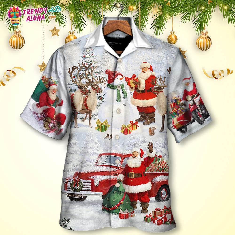 Christmas Santa Claus Gift For Xmas Snow Painting Style Hawaiian Shirt – Trendy Aloha