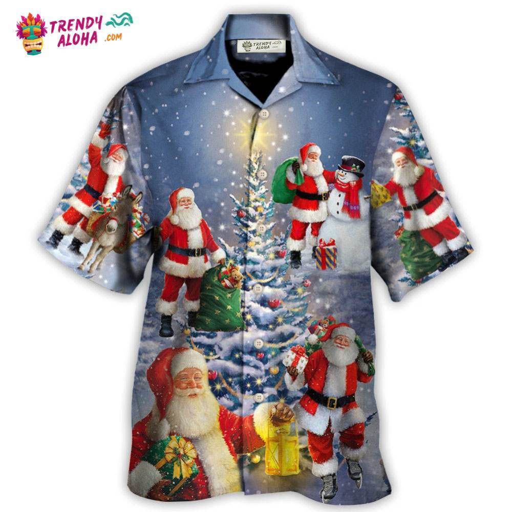Christmas Santa Claus In Love Light Xmas Tree Hawaiian Shirt – Trendy Aloha