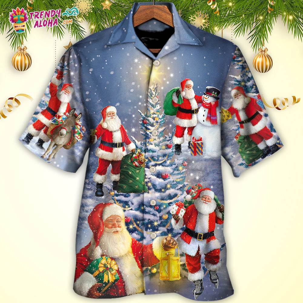 Christmas Santa Claus In Love Light Xmas Tree Hawaiian Shirt – Trendy Aloha