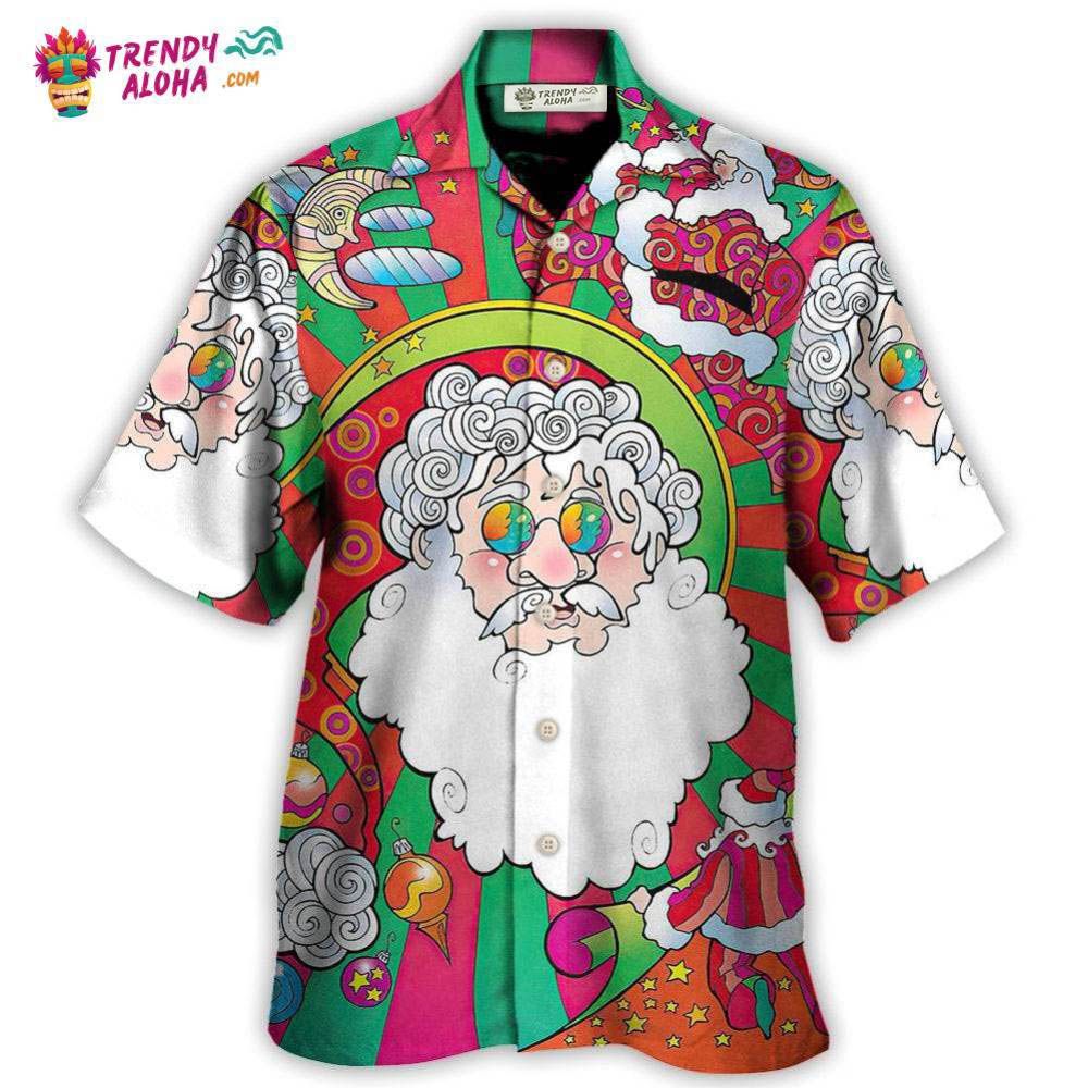 Christmas Santa Claus Psychedelic Colorful Hawaiian Shirt – Trendy Aloha