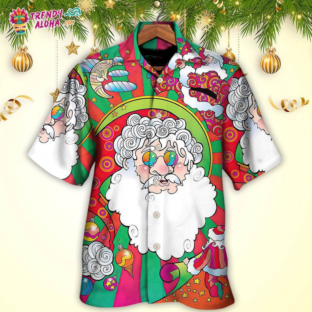 Christmas Santa Claus Psychedelic Colorful Hawaiian Shirt – Trendy Aloha