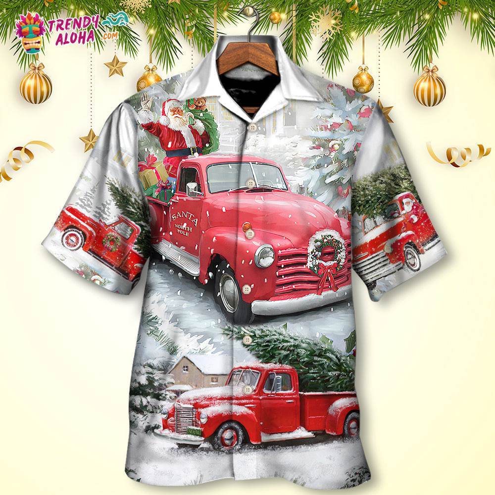 Christmas Santa Claus Red Truck Xmas Is Coming Art Style Hawaiian Shirt – Trendy Aloha