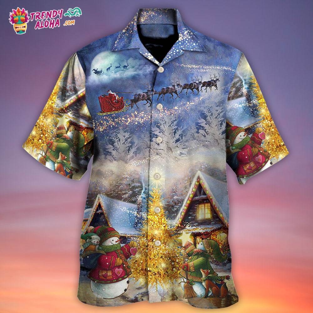 Christmas Santa Claus Reindeer Snowman Family In Love Gift Light Art Style Hawaiian Shirt – Trendy Aloha