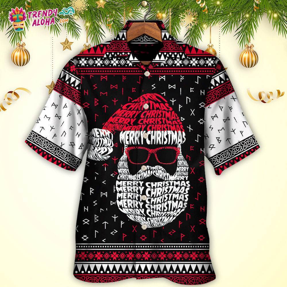 Christmas Santa Claus Retro Viking Pattern Hawaiian Shirt – Trendy Aloha