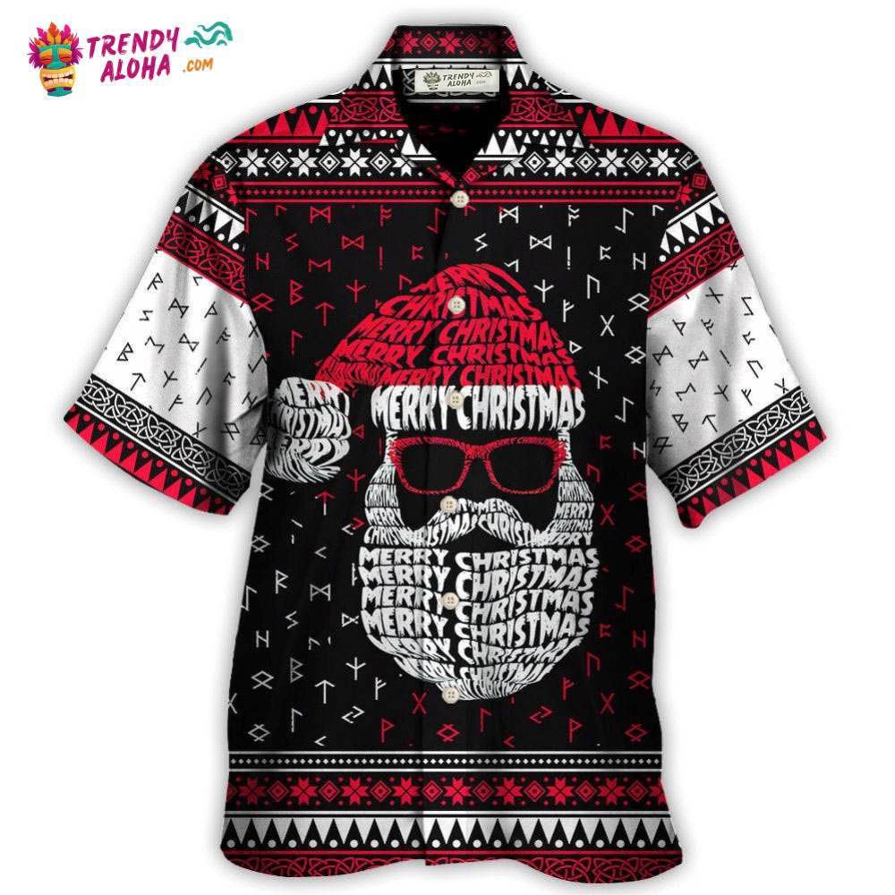 Christmas Santa Claus Retro Viking Pattern Hawaiian Shirt – Trendy Aloha