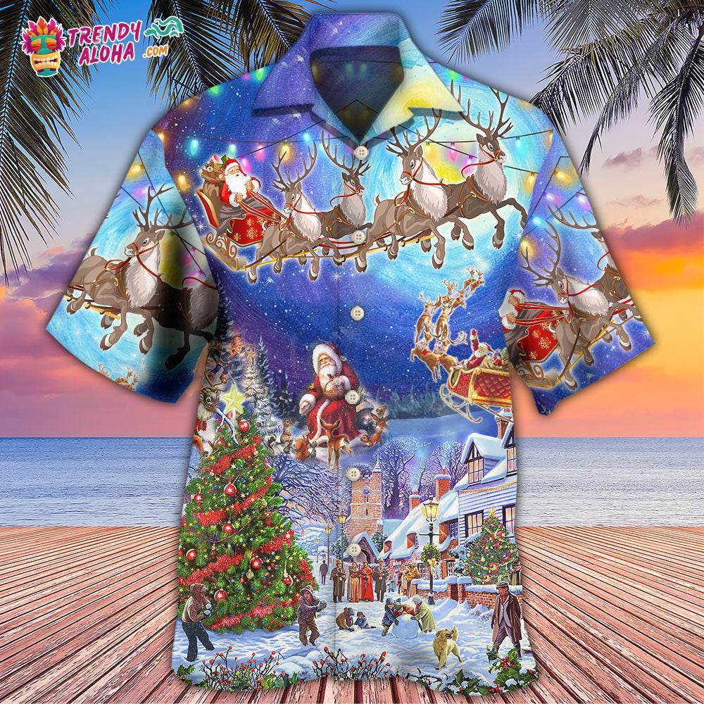 Christmas Santa Claus Snow Night Village Hawaiian Shirt – Trendy Aloha