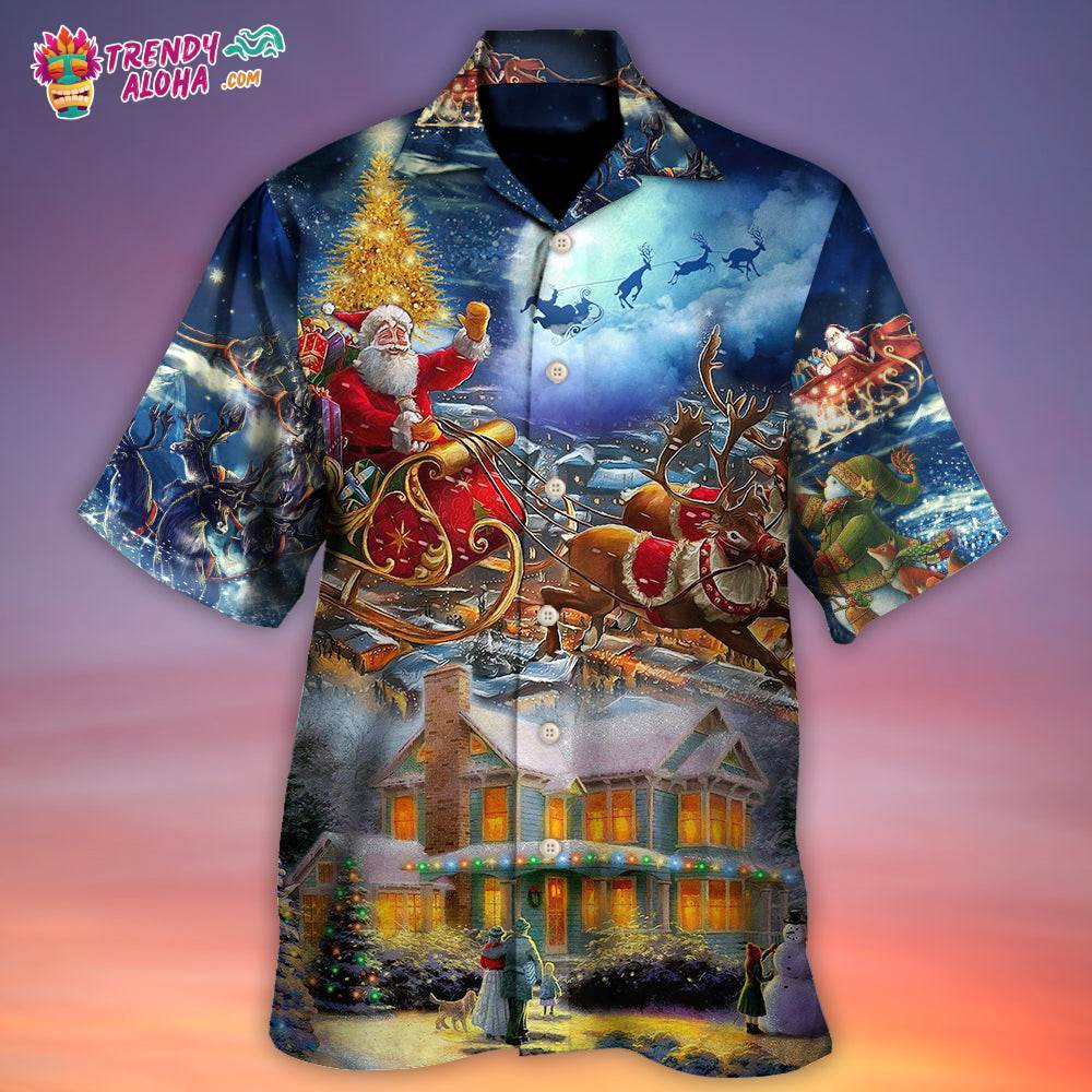 Christmas Santa Claus Snowman Family In Love Light Art Style Hawaiian Shirt – Trendy Aloha