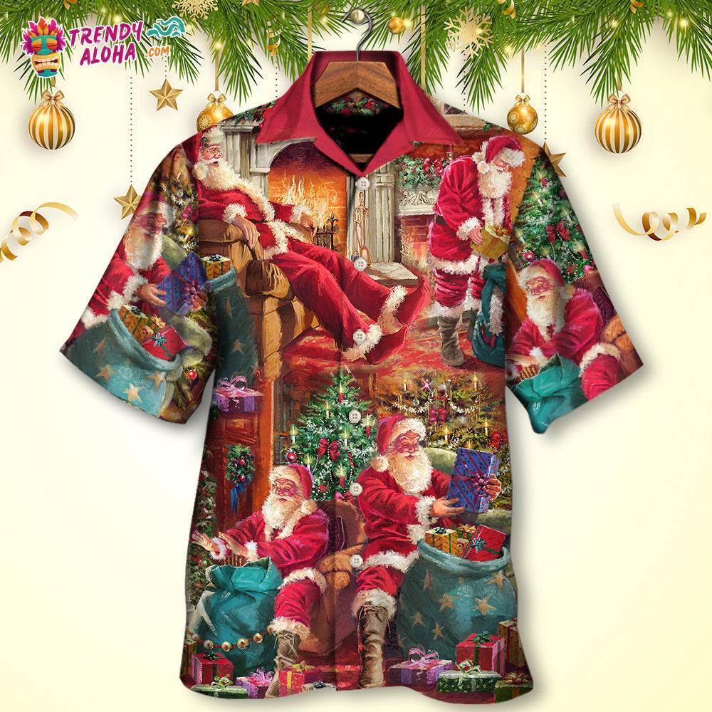 Christmas Santa Claus Story Chilling Happy Xmas Art Style Hawaiian Shirt – Trendy Aloha